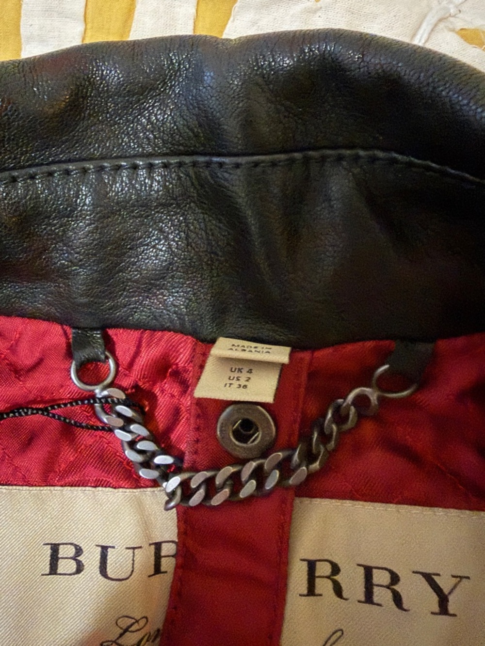 Burberry Black Quilted Shoulder Leather Moto Jacket with Red Lining - Picture 6 of 6